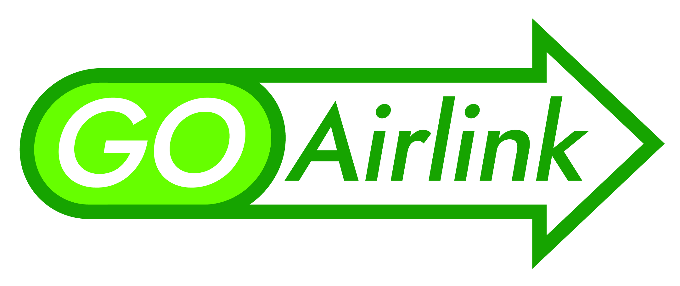 GO Airlink Logo – grüner Pfeil mit Schriftzug für den Flughafen-Shuttle-Service in New York